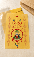 Digital mockup of Snake Guardian Bujeok artwork on a yellow hanji sheet with illustrative packaging; finished print and packaging may differ — Obang House